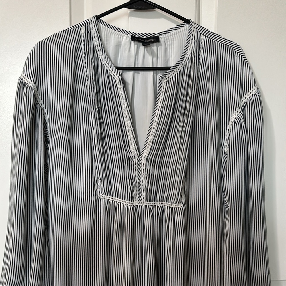 Banana Republic Striped Drop Waist Shirt Dress - Picture 2 of 8